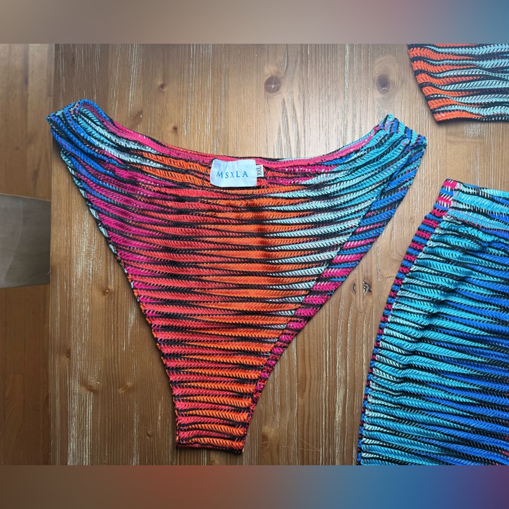 Vibrant Ombre Ribbed Two-Piece Set - Blue/Pink/Orange - Picture 4 of 8